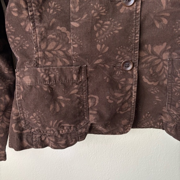 Eddie Bauer Corduroy Blazer Jacket 100% Cotton Brown Floral Women’s Size 12 Tall - Picture 4 of 5